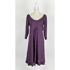 BCBGMAXAZRIA Long Sleeve Button Midi Dress Womens Size Large Purple